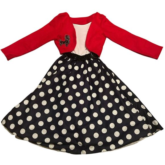 Woman’s 1950’s Retro Rockabilly Red & Black Sock Hop Poodle Skirt Costume - Picture 1 of 3